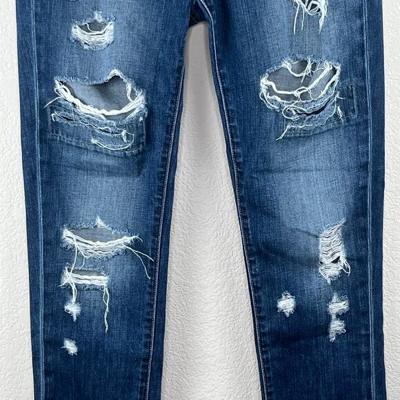 Paige Low Rise Distressed Denim Jimmy Jimmy Skinny Medium Wash Blue Jeans 24 USA - Picture 5 of 12